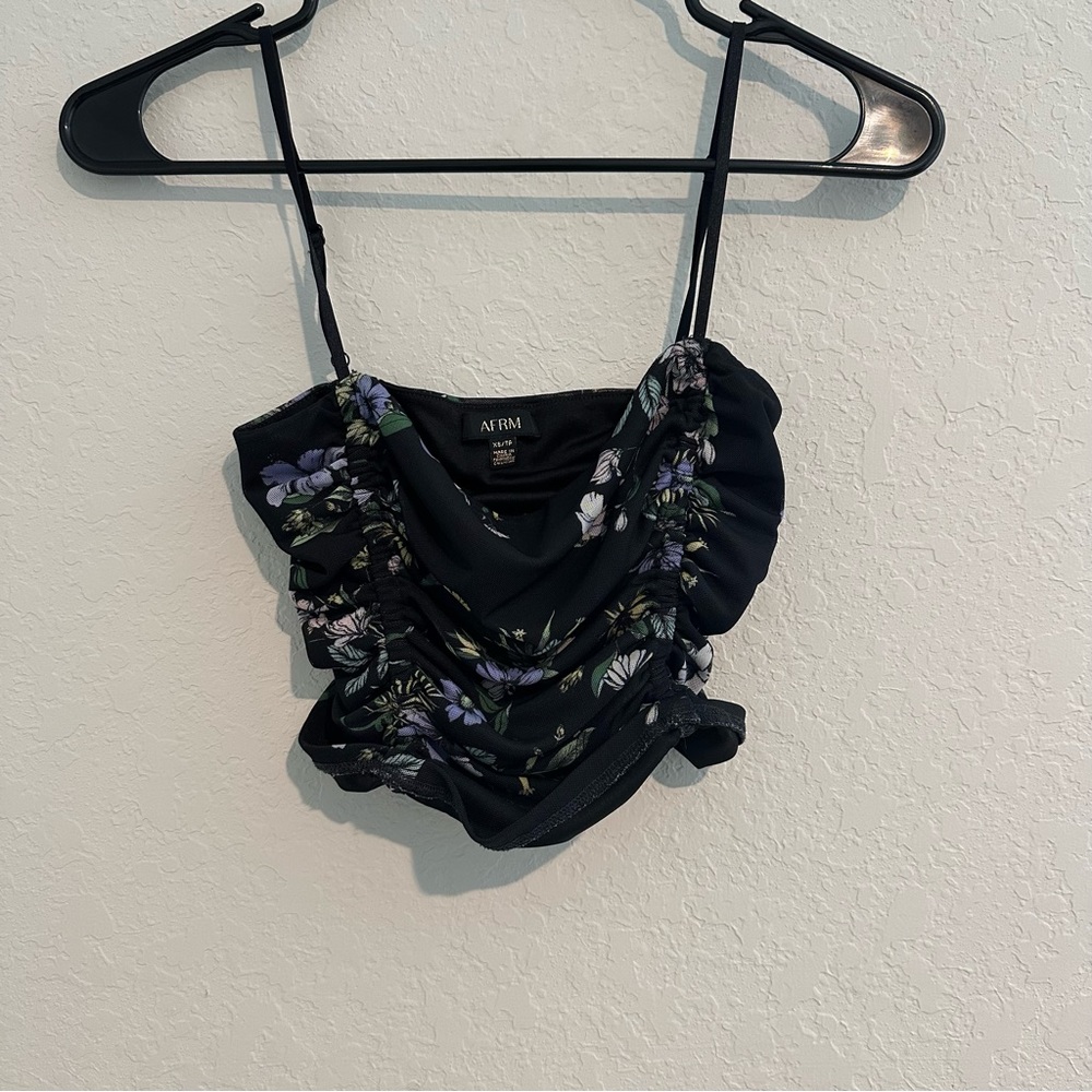 AFRM Black floral spaghetti strap tank top